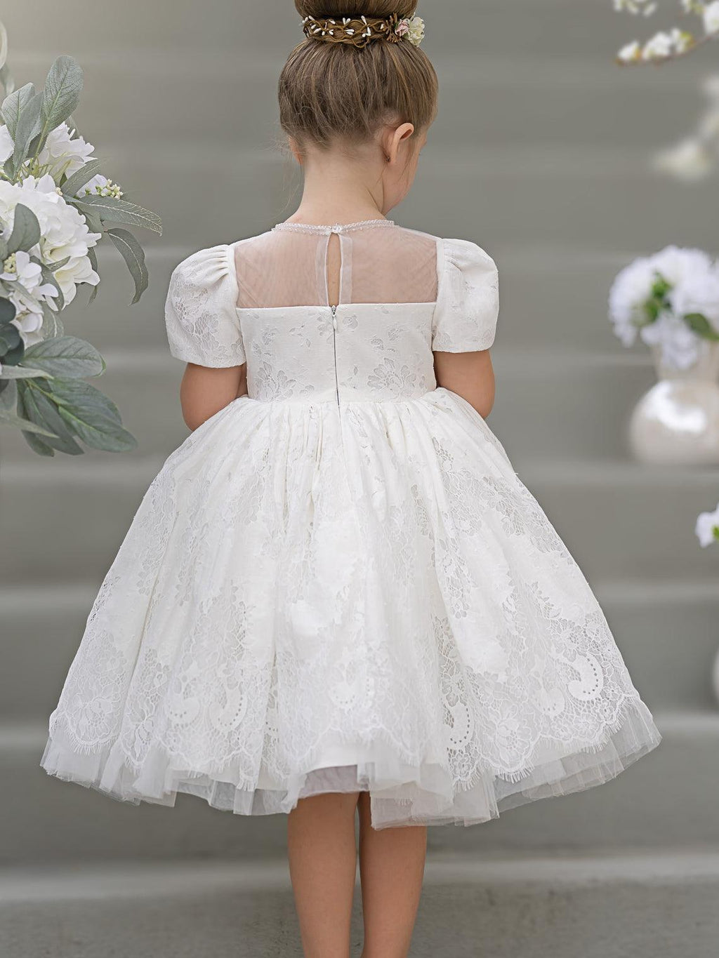 Lace Knee-length First Communion Flower Girl Dress - photo 5