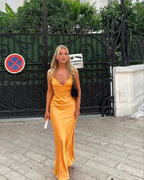 Charming Orange V Neck Mermaid Prom Dress Orange Evening Dress Y7233 by simplepromdress