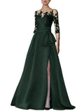 Waist tied bow and slit style evening gown by ZAPDRESS