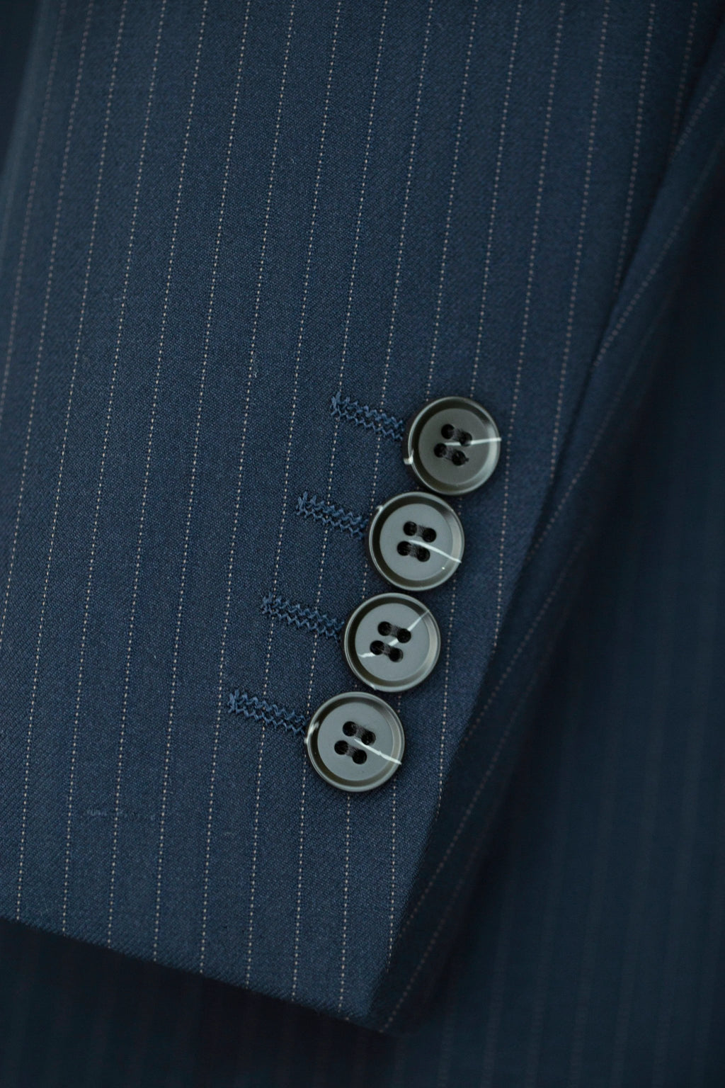 Double-Breasted Pinstripe Navy Wool Suit | Tailored Formal Groom & Business Suit by 男装