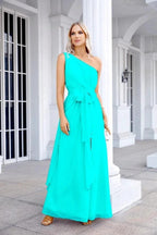 Ladies Chiffon One Shoulder Bridesmaid Evening Dress Wedding Party Evening Dress 28133 by numbersea