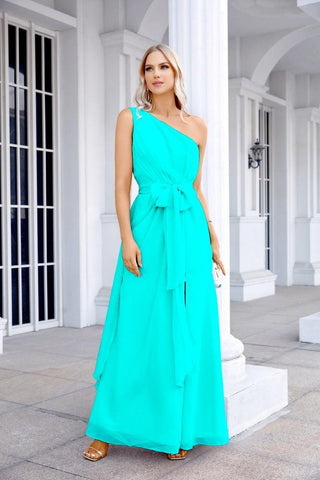 Ladies Chiffon One Shoulder Bridesmaid Evening Dress Wedding Party Evening Dress 28133