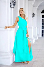Ladies Chiffon One Shoulder Bridesmaid Evening Dress Wedding Party Evening Dress 28133 by numbersea