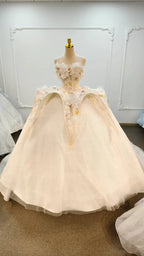 Ethereal Sweetheart Ball Gown Wedding Dress with 3D Floral Appliqués, Sequin Tulle & Corset Lace-Up Back Ye-2037 by ZAPDRESS