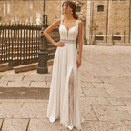Sweetheart Wedding Dresses for Woman Lace Appliques Boho Bridal Gowns Slit Sleeveless Boho vestidos de novia boda civil by payinti