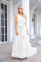 Ladies Chiffon One Shoulder Bridesmaid Evening Dress Wedding Party Evening Dress 28133 by numbersea