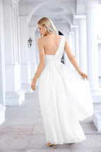 Ladies Chiffon One Shoulder Bridesmaid Evening Dress Wedding Party Evening Dress 28133 by numbersea