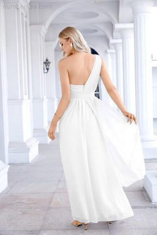 Ladies Chiffon One Shoulder Bridesmaid Evening Dress Wedding Party Evening Dress 28133