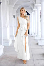 Ladies Chiffon One Shoulder Bridesmaid Evening Dress Wedding Party Evening Dress 28133 by numbersea