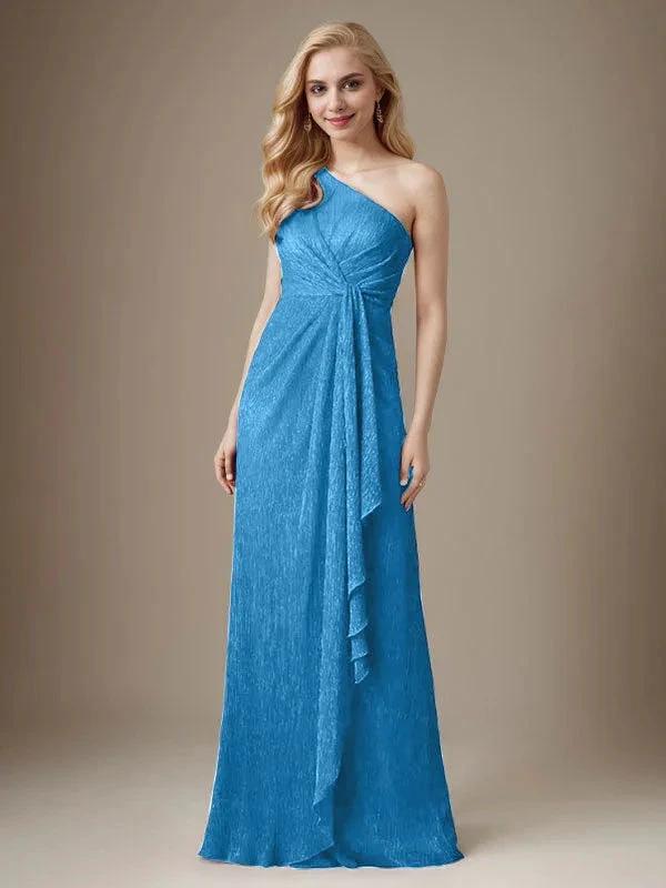 Ruby Sheath One Shoulder Metallic Mesh Dress Mother of the Bride Dress by Dreamylily
