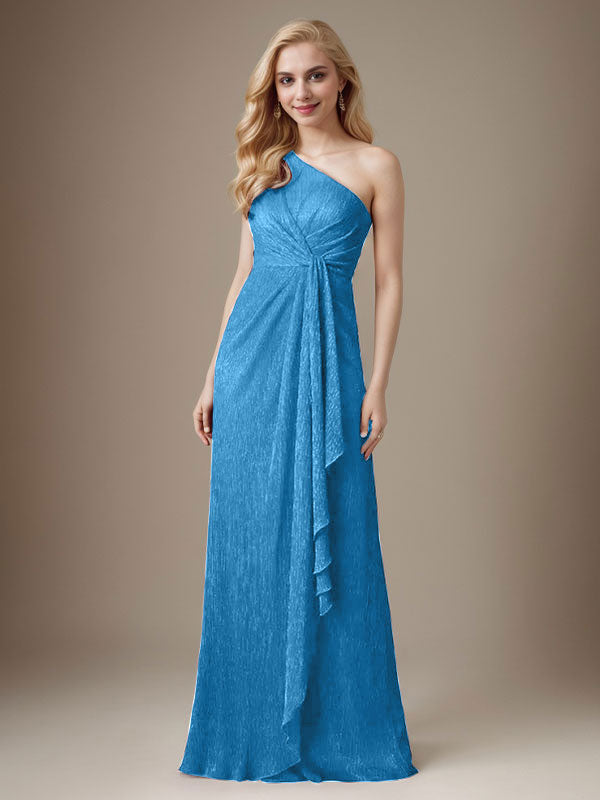 Ruby Sheath One Shoulder Metallic Mesh Dress Mother of the Bride Dress