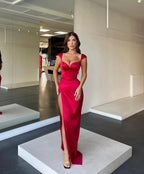 Long Mermaid Sweetheart Satin Prom Dress with Split by BIZTUNNEL