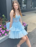 A-Line Lace Short Homecoming Dress Y2591 by simplepromdress