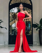 Red Simple Mermaid Prom Dress With Split Red Evening Dress Y5714 by simplepromdress