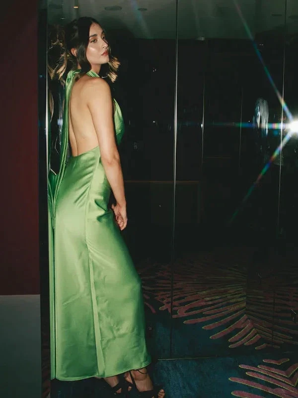 Sexy Halter Green Backless Prom Dress Long Evening Dress Y8230 by simplepromdress
