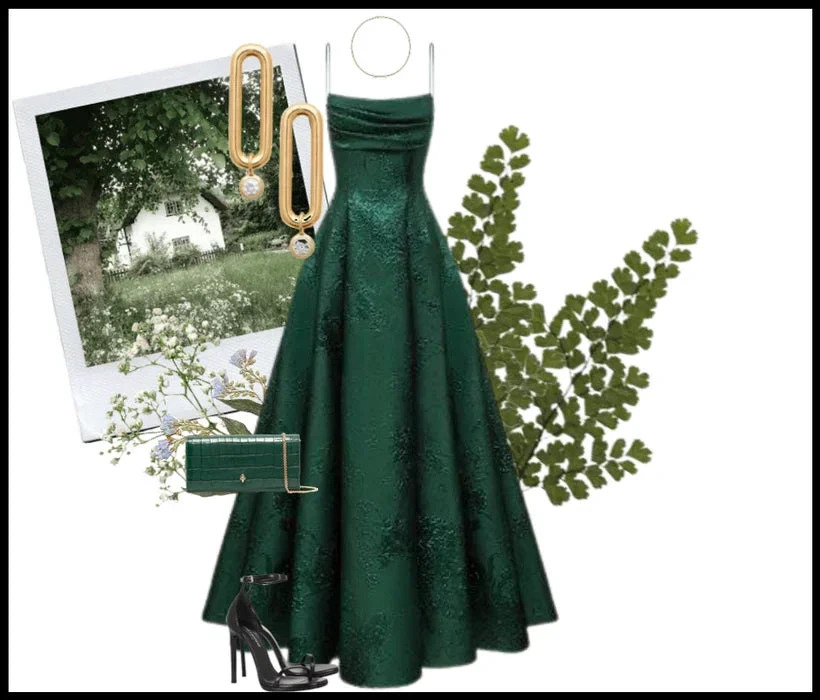 Emerald Green A-line Spaghetti Straps Prom Dress,Chic Evening Dress Y1799 by simplepromdress