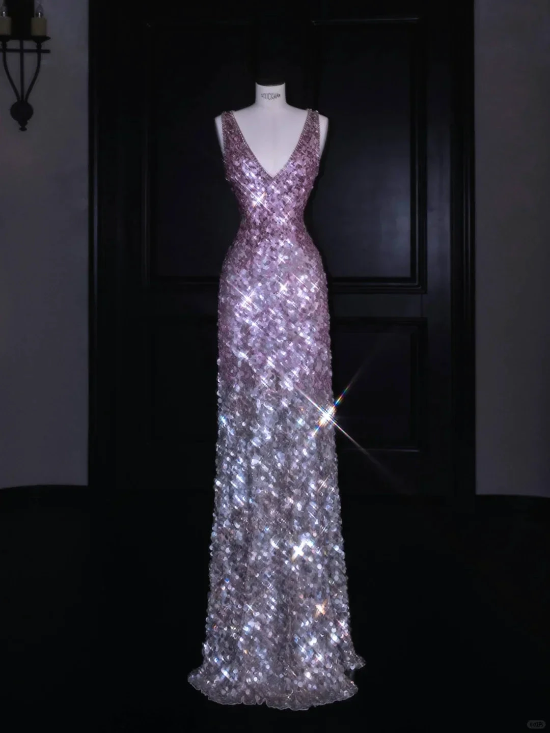 Gorgeous Pink V Neck Sequins Long Prom Dress Evening Dress Y8688 by simplepromdress
