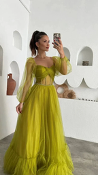 Green fairy prom dress for adult, long tulle corset ball gown Y6148 by simplepromdress