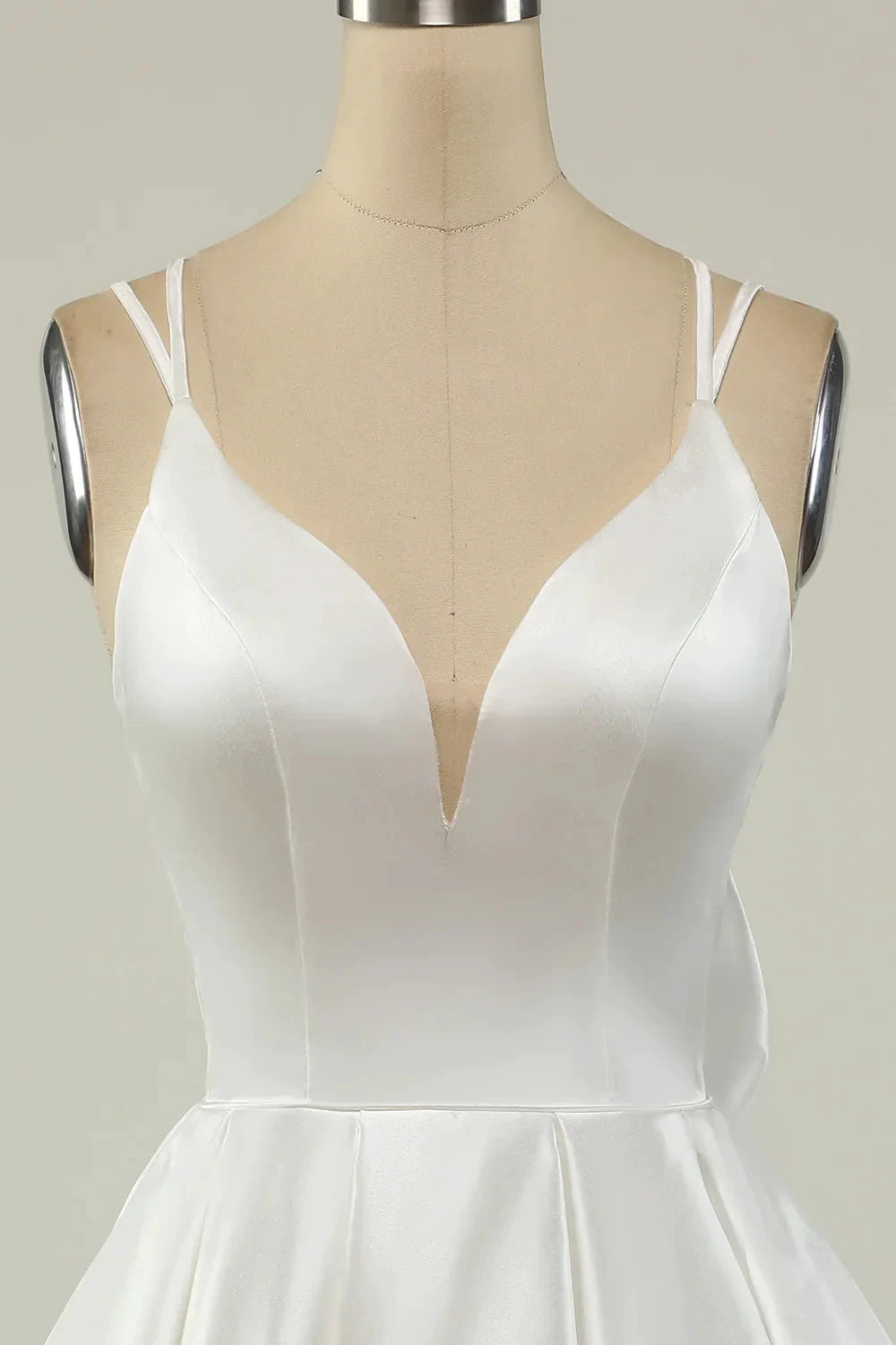 White Satin A-line Graduation Dress White Short Homecoming Dress Y1849 by simplepromdress