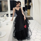 Black tulle sequins prom dress evening dress Y1021 by simplepromdress