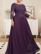 A-line Scoop Floor-Length Lace Chiffon Mother of the Bride Dress With Sequins by Dreamylily