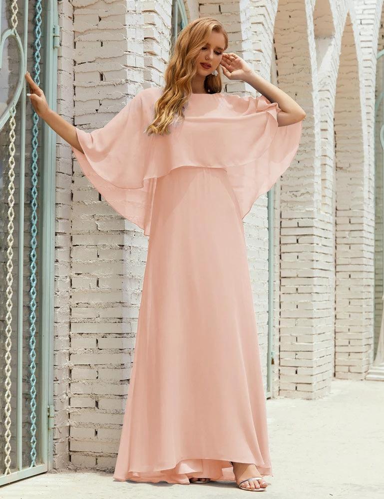 Sunnderly Bridesmaid Dress Women Long Sleeve V-Neck Chiffon Formal Wedding Party Dress SY28018 by numbersea