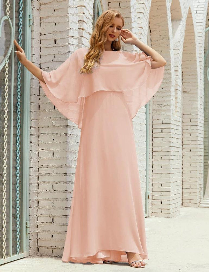 Sunnderly Bridesmaid Dress Women Long Sleeve V-Neck Chiffon Formal Wedding Party Dress SY28018 by numbersea