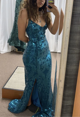 Glitter Sequin Mermaid Prom Dress Long Backless Evening Dress Y7906