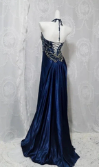 Luxury Navy Blue Beaded Slit Evening Dress Formal Prom Dress Y7723 by simplepromdress