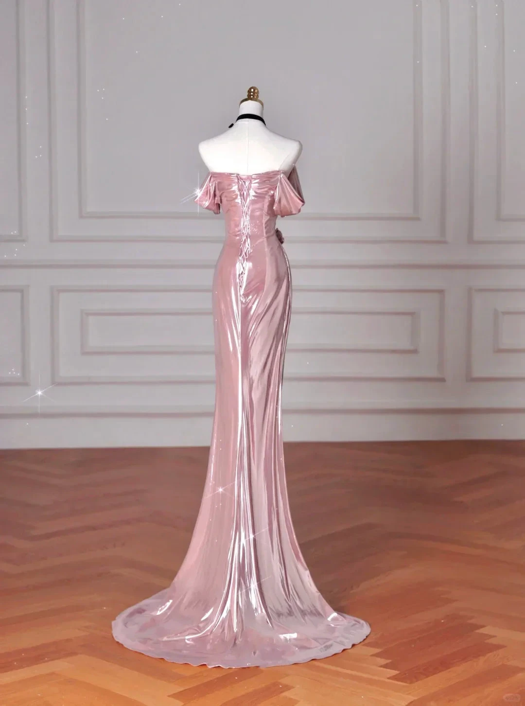 Gorgeous Pink Off The Shoulder Satin Mermaid Long Prom Dress Evening Dress Y8630 by simplepromdress