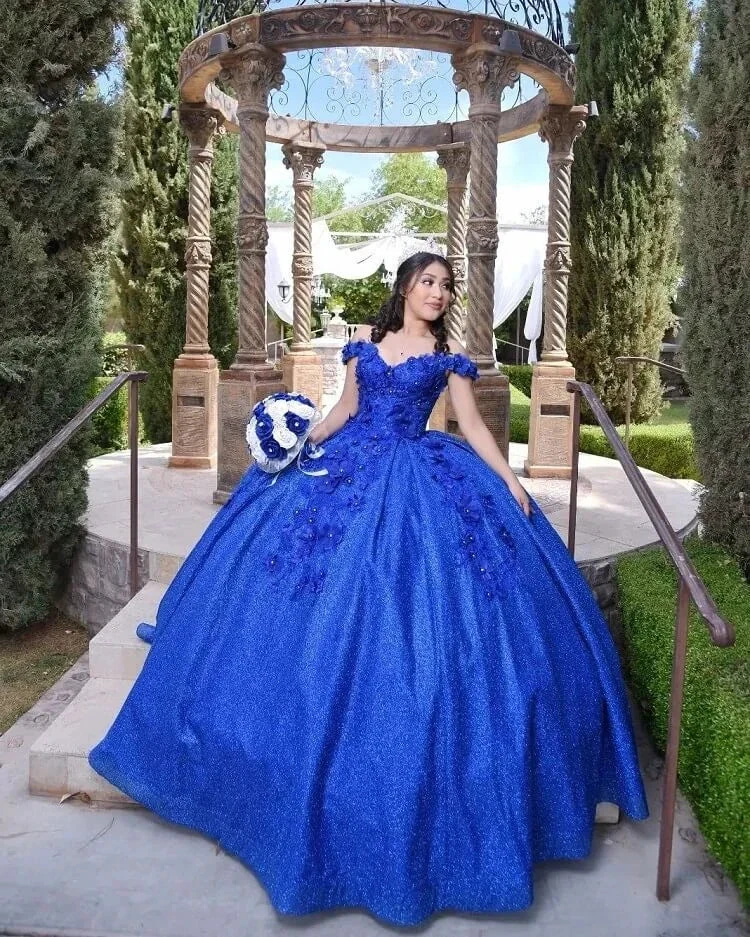 Bling Sequin Sweet 16 Quinceanera Dresses with 3D Applique,New Arrival Ball Gown Y1228 by simplepromdress