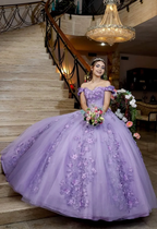 Purple Off The Shoulder Tulle Appliques Ball Gown,Sweet 16 Dress Y5472 by simplepromdress