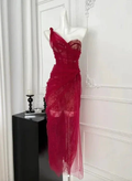 Pretty Burgundy Tulle Lace Prom Dress Evening Dress Y8506 by simplepromdress