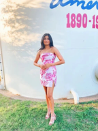 Cute Strapless Print Floral Homecoming Dress Y2773 by simplepromdress