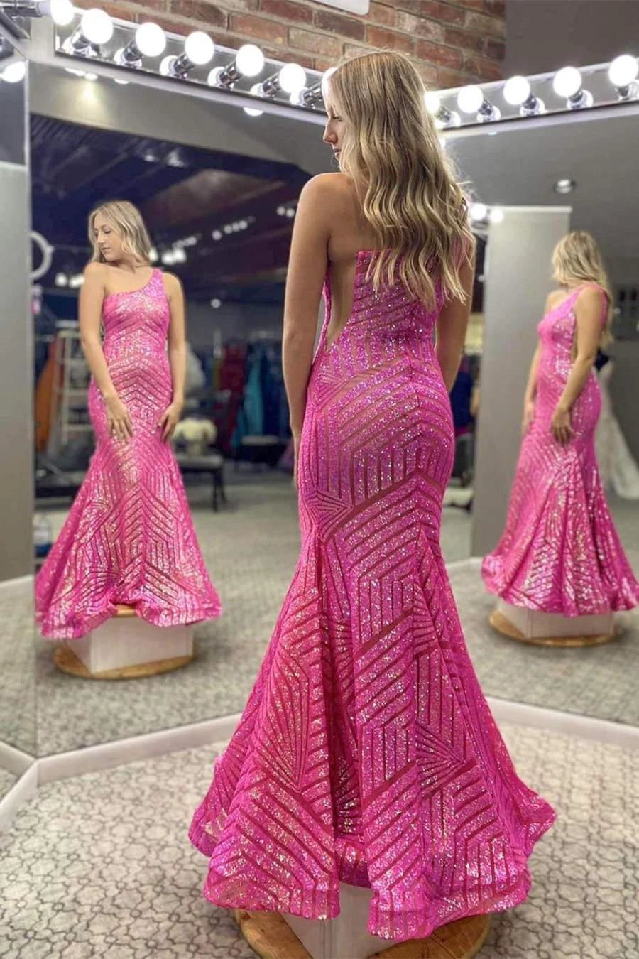 Yaretzi |Mermaid Unique One Shoulder Sequins Prom Dress by KissProm