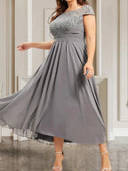 A-line Scoop Floor-Length Lace Chiffon Mother of the Bride Dress With Sequins by Dreamylily
