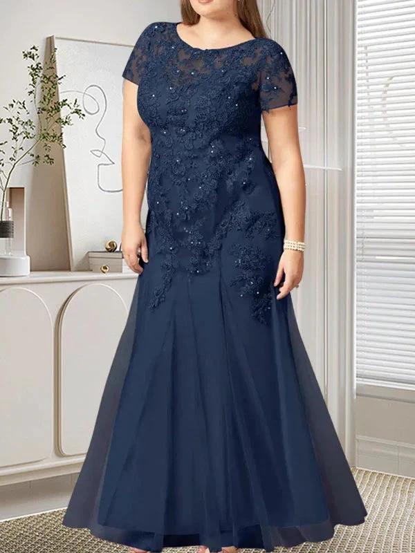Dark Navy Mermaid Scoop Sequins Tulle Dress by Dreamylily
