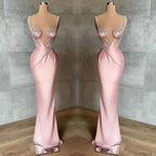 Long Mermaid Sweetheart Spaghetti Straps Satin Prom Dress with Beadings by BIZTUNNEL