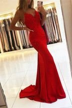 Scarlet Siren Open Back Mermaid Prom Dress with Delicate Appliques by BIZTUNNEL