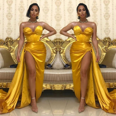 Romantic Sweetheart Strapless Burgundy Gown with Stunning Side Split