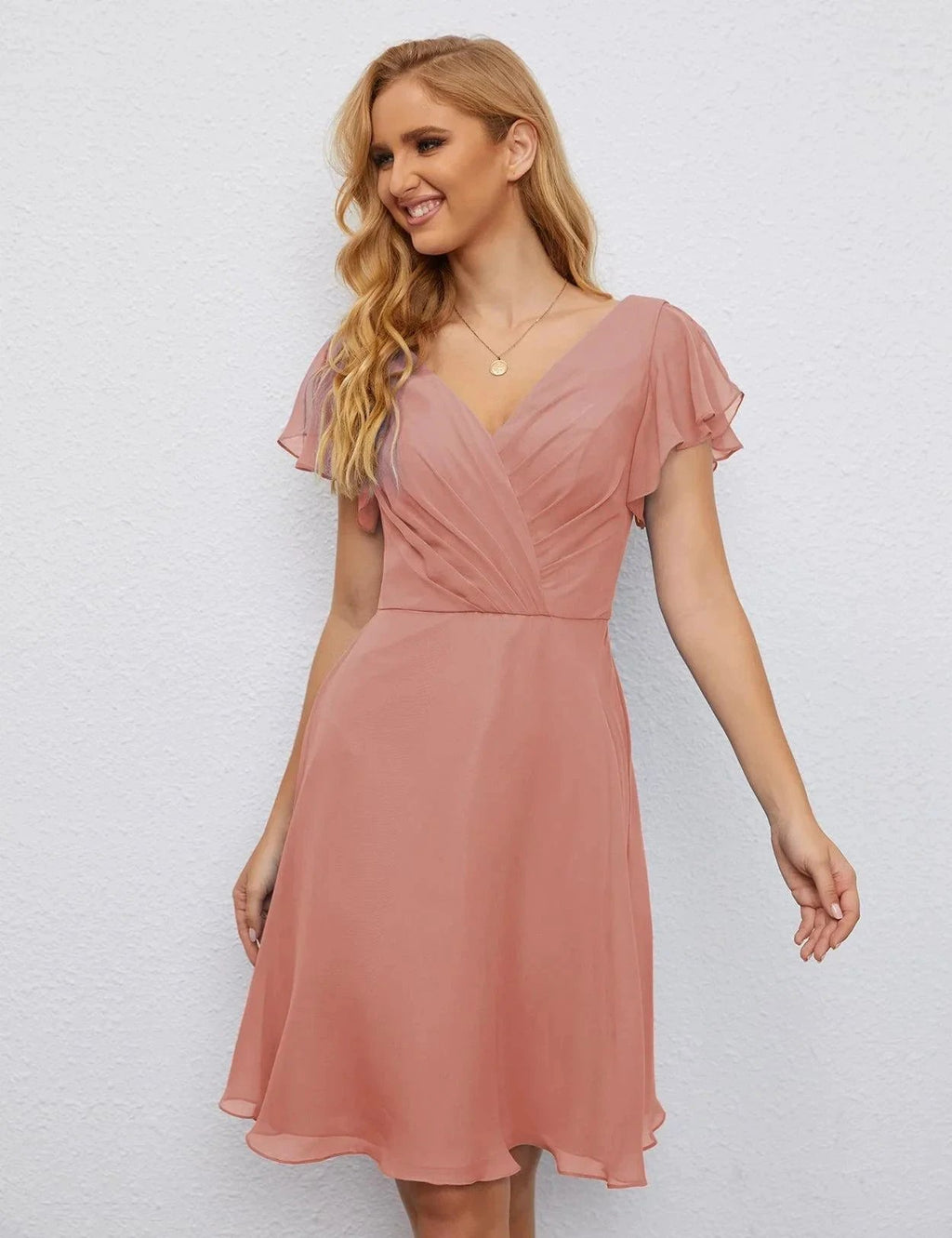 Numbersea U Back Homecoming Dress Formal Prom Dress Knee Length Short Sleeves Cocktail Party Dress 28077 by numbersea