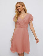Numbersea U Back Homecoming Dress Formal Prom Dress Knee Length Short Sleeves Cocktail Party Dress 28077 by numbersea