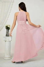 Numbersea Formal Party Gown Dress Chiffon Halter Long Sleeveless Bridesmaid Dresses 2802 by numbersea