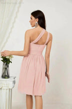 Numbersea Women Chiffon Short One Shoulder Bridesmaid Dress Formal Dresses for Party Homecoming 2804 by numbersea