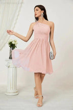 Numbersea Women Chiffon Short One Shoulder Bridesmaid Dress Formal Dresses for Party Homecoming 2804 by numbersea