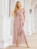Numbersea Ruffled Bridesmaid Dresses Mermaid Formal Violin Evening Party Prom Gowns 28042 by numbersea