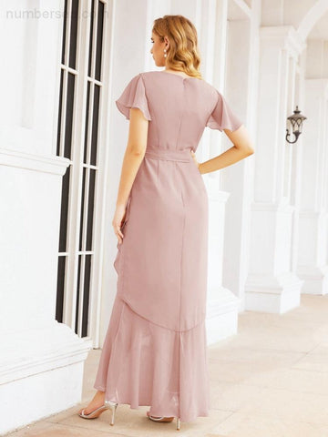 Numbersea Ruffled Bridesmaid Dresses Mermaid Formal Violin Evening Party Prom Gowns 28042