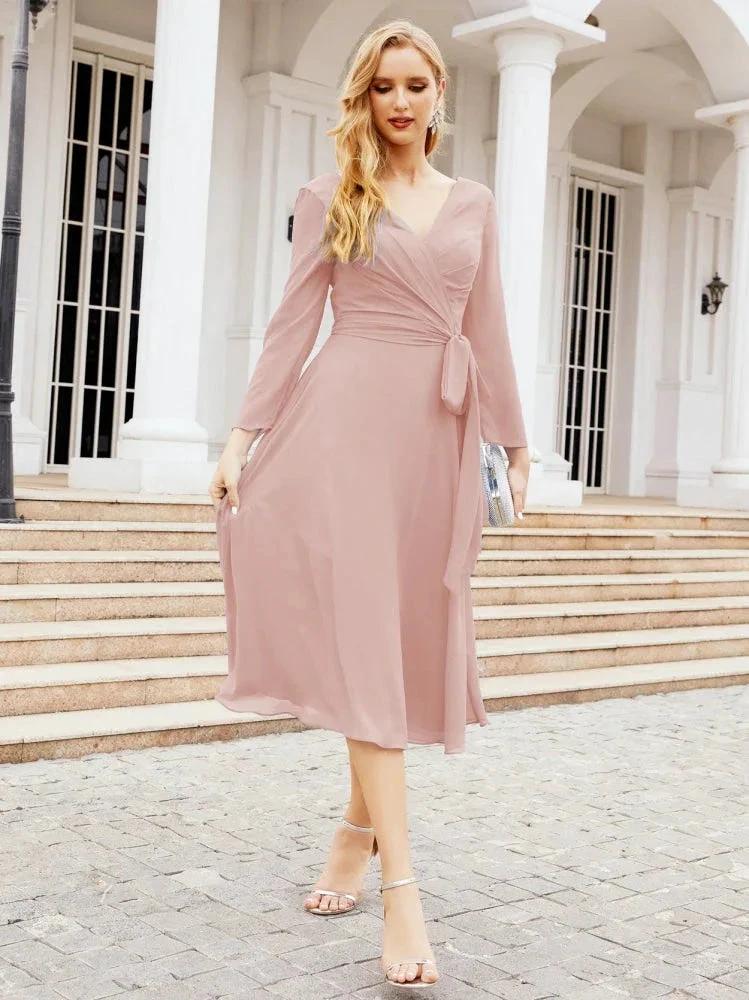 Bridesmaid Dress V-Back Waist Belt Mother of the Bride Wedding Guest SY28031 by numbersea