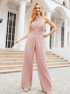 Numbersea Crisscross Neck Jumpsuit Formal Evening Dress Long Bridesmaid Dresses Bell-bottomed Pants 28033 by numbersea
