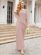 Sunnderly Formal Party Gown Dress Long Mother of The Bride Dresses with Ruffle Cape SY28026 by numbersea